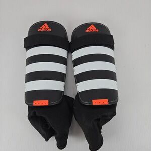 Adidas Soccer Shin Guards Black White Stripes Size XL Youth‎ Protective Gear